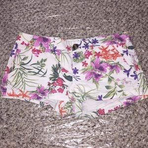 Floral White Shorts